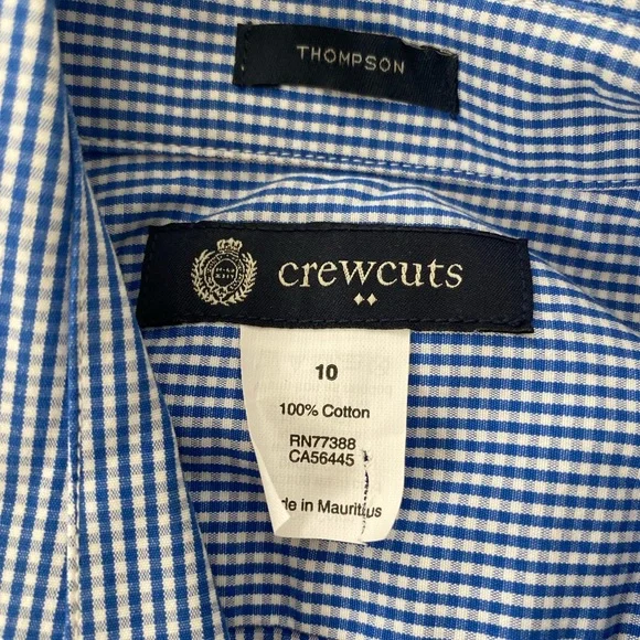 Boys Crew Cut Size 10 long sleeve button up. Blue and white checked. - Picture 2 of 4